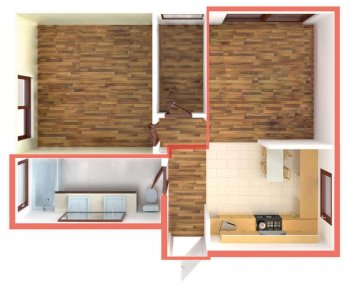 Küche, Bad und Wohnzimmer beheizt